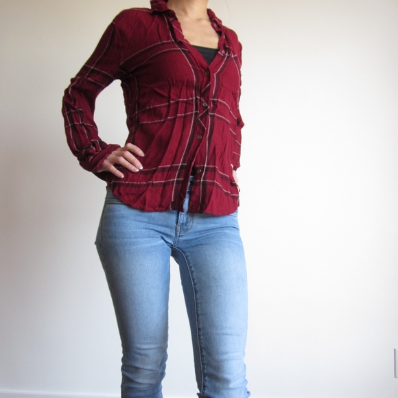 RW & CO. - Red Plaid Blouse - Picture 3 of 6
